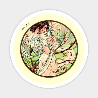 Art Nouveau May Calendar Alphonse Mucha Magnet